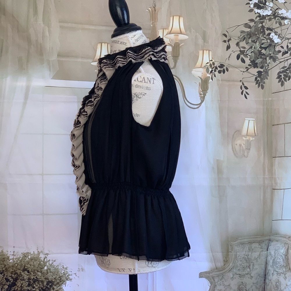 Robert Rodriguez Neiman Marcus Ruffle Black top - Picture 3 of 5